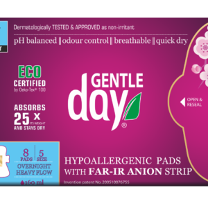 Podpaski higieniczne na noc z paskiem anionowym 8 szt.  gentle