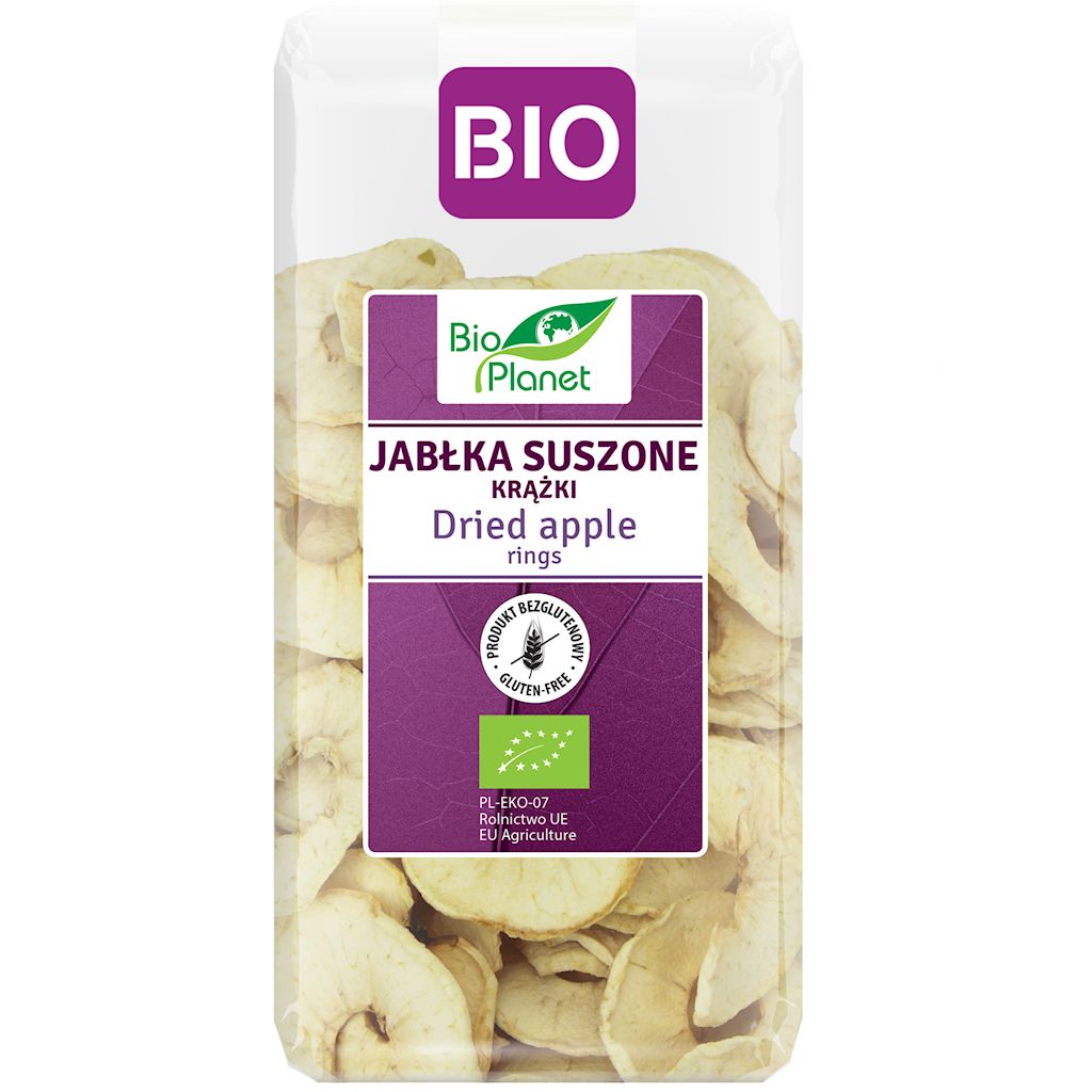 Jabłka suszone krążki bezglutenowe bio 100 g