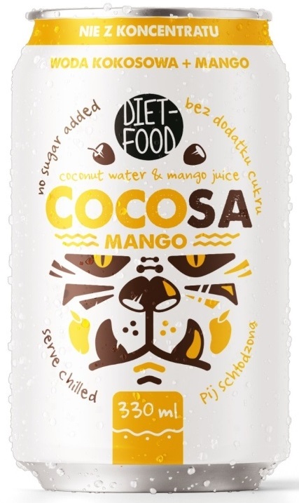 Woda kokosowa z sokiem z mango nfc 330 ml