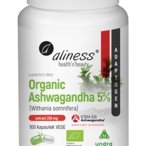 Organic ashwaganda 5% ksm-66 200mg 100vcaps aliness m